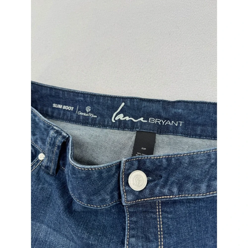 Lane Bryant Genius Fit Slim Boot Jeans Womens 22P Petite (40x29) Blue Denim